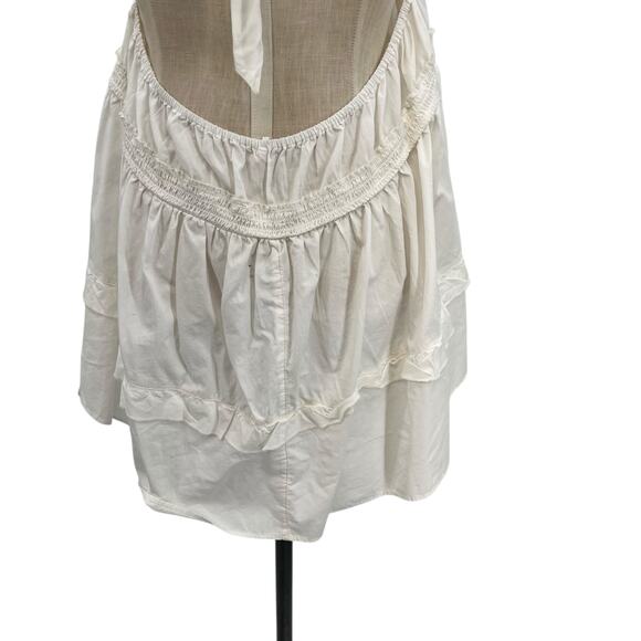 Free People Sail Away Tunic Dress Mini Halter Neck Tiered White Size Medium - Picture 11 of 15
